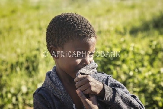 shy African child