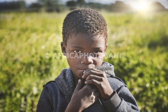 shy African child