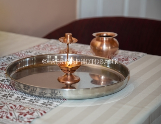 tray with candle
