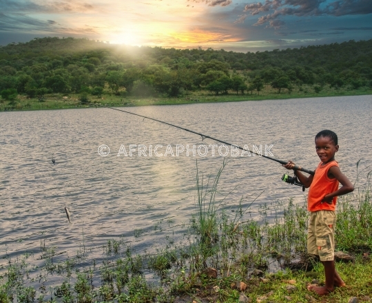 african child fishing