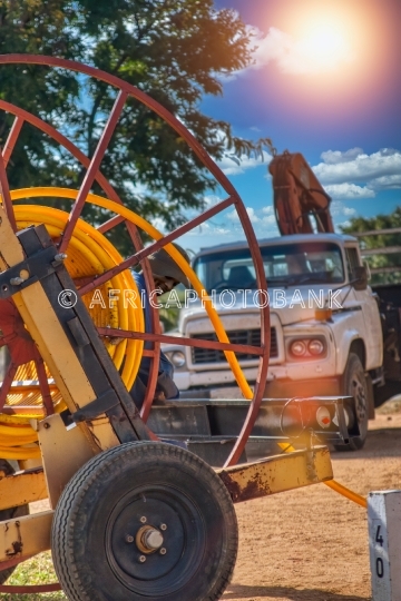 Worker with cables