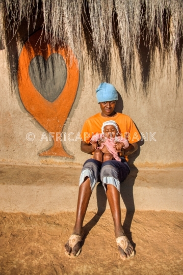 African woman with child