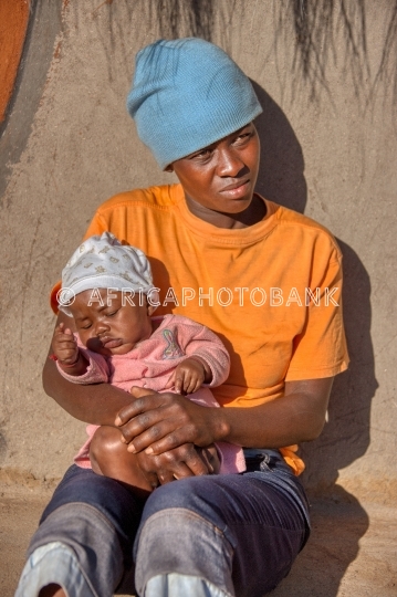African woman with child