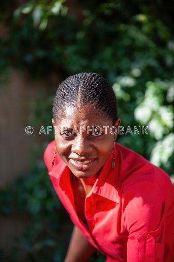 African woman in the door