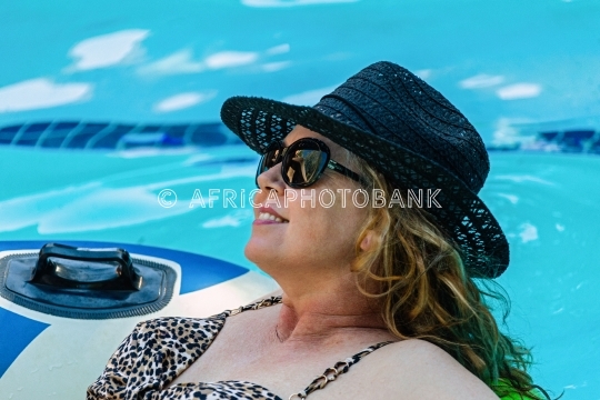 woman in the pool