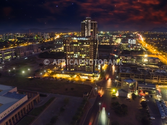 CBD aerial full view business and residential