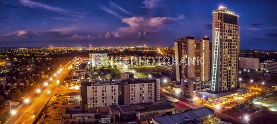 CBD aerial full view business and residential