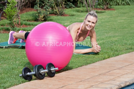 young caucasian woman training