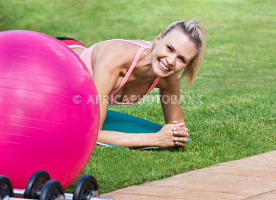young caucasian woman training