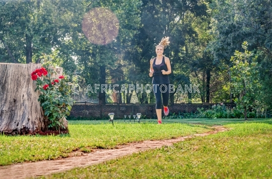 young caucasian woman training