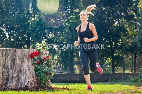young caucasian woman training