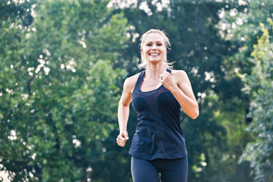 young caucasian woman training
