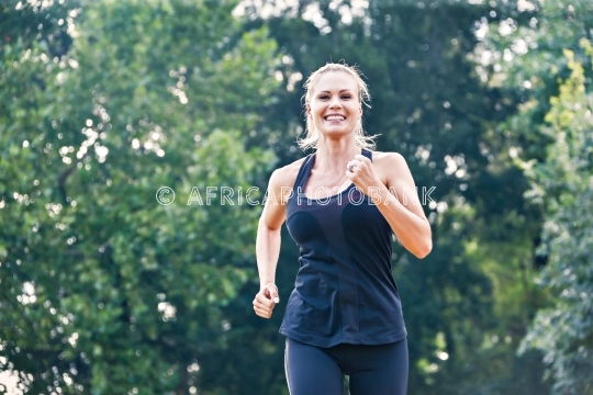 young caucasian woman training