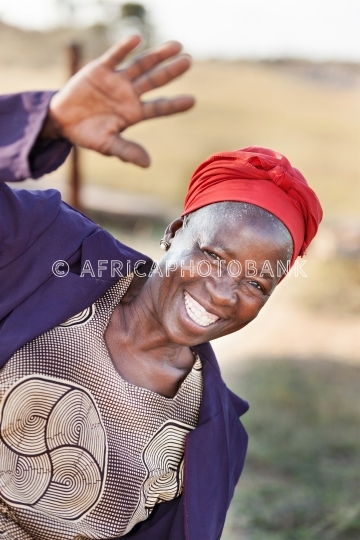 african senior citizen woman greeting