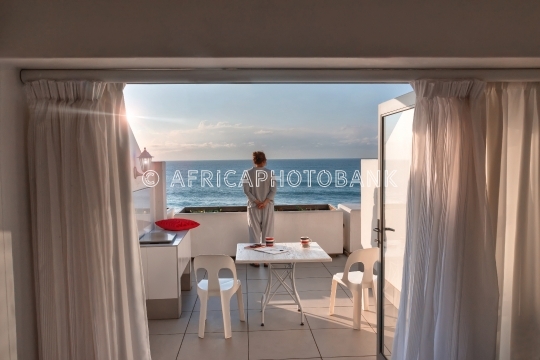 Pacific ocean woman on the terrace