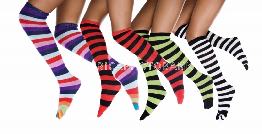African woman with striped socks