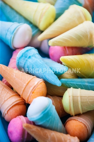 Sweets in ice-cream cones