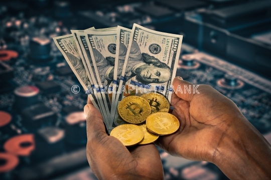 African hands bitcoin
