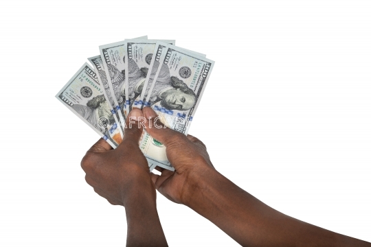 African hands dollars