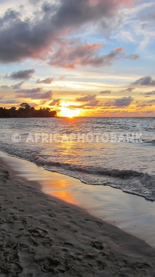 tropical island sunset