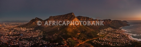 Cape Town night aerial view