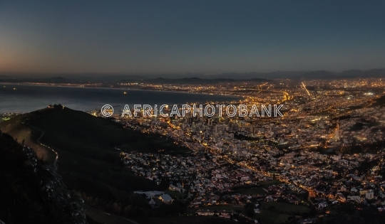 Cape Town night aerial view