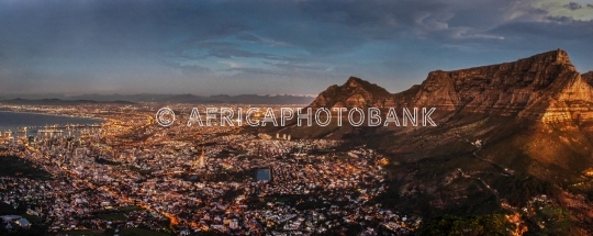 Cape Town night aerial view
