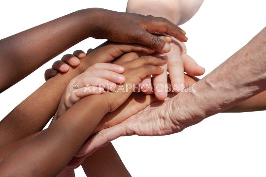 multiracial hands